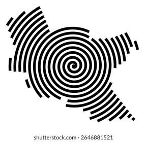 Mapa de símbolos da cidade Schönefeld (Brandenburg, Alemanha) mostrando a cidade com uma linha espiral preta