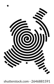 Symbol Map of the city Eisenhüttenstadt (Brandenburg, Germany) showing the city with a black spiral line