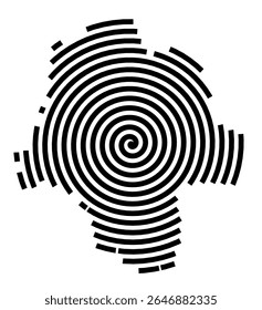Symbol Map of the city Braunsbedra (Sachsen-Anhalt, Germany) showing the city with a black spiral line