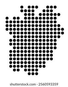 Symbol Map of the City Braunschweig (Germany) showing the city with a pattern of just a few black dots