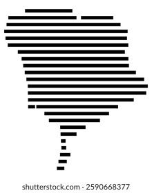 Symbol Map of the City Breda (Netherlands) showing the city with a few black horizontal lines