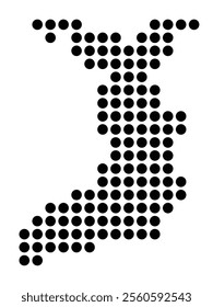 Symbol Map of the City Bremerhaven (Germany) showing the city with a pattern of just a few black dots