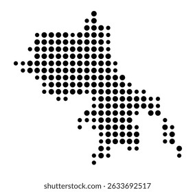 Mapa de símbolos da cidade Bretzfeld (Baden-Württemberg, Alemanha) mostrando a cidade com um padrão de apenas alguns pontos pretos
