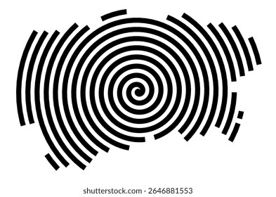 Mapa de símbolos da cidade Brieselang (Brandenburg, Alemanha) mostrando a cidade com uma linha espiral preta