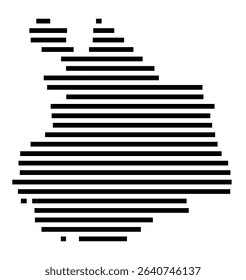 Symbol Map of the city Buchen (Odenwald) (Baden-Württemberg, Germany) showing the area of the city with just a few black horizontal lines
