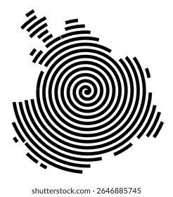 Mapa de símbolos da cidade Buchen (Odenwald) (Baden-Württemberg, Alemanha) mostrando a cidade com uma linha espiral preta