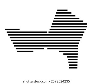 Symbol Map of the City Budolfi (Denmark) showing the city with a few black horizontal lines