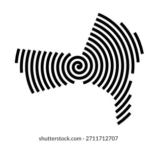 Symbol Map of the City Budolfi (Denmark) showing the city with a black spiral line