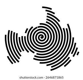 Mapa de símbolos da cidade Burgau (Bayern, Germany) mostrando a cidade com uma linha espiral preta