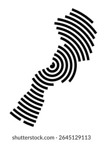 Symbol Map of the city Burghausen (Bayern, Germany) showing the city with a black spiral line