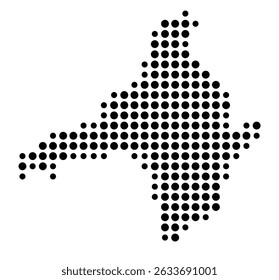 Symbol Map of the city Burgkirchen a.d.Alz (Bayern, Germany) showing the city with a pattern of just a few black dots
