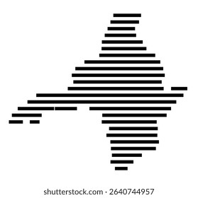 Symbol Map of the city Burgkirchen a.d.Alz (Bayern, Germany) showing the area of the city with just a few black horizontal lines