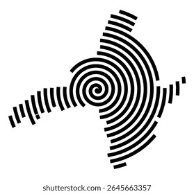 Symbol Map of the city Burgkirchen a.d.Alz (Bayern, Germany) showing the city with a black spiral line