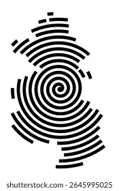 Symbol Map of the city Burglengenfeld (Bayern, Germany) showing the city with a black spiral line