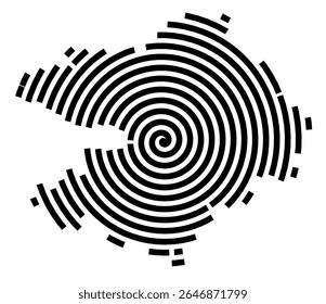 Symbol Map of the city Burgthann (Bayern, Germany) showing the city with a black spiral line