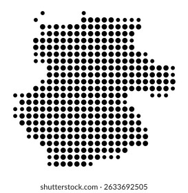 Symbol Map of the city Burladingen (Baden-Württemberg, Germany) showing the city with a pattern of just a few black dots