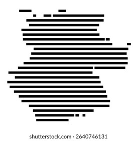 Symbol Map of the city Burladingen (Baden-Württemberg, Germany) showing the area of the city with just a few black horizontal lines