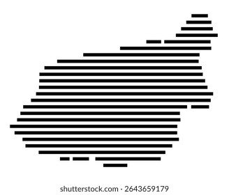 Symbol Map of the city Burscheid (Nordrhein-Westfalen, Germany) showing the area of the city with just a few black horizontal lines