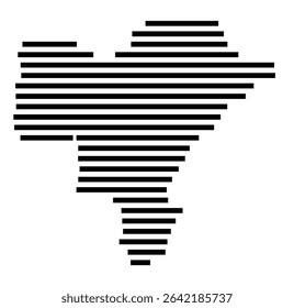 Symbol Map of the city Buseck (Hessen, Germany) showing the area of the city with just a few black horizontal lines