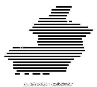 Symbol Map of the City Butzbach (Germany) showing the city with just a few black horizontal lines