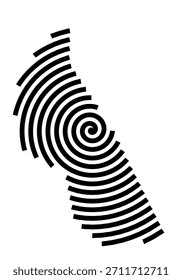 Symbolkarte der Stadt Cacem e Sao Marcos (Portugal) mit einer schwarzen Spirallinie
