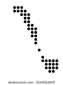 Symbol Map of the City Cadiz (Spain) showing the city with a pattern of just a few black dots