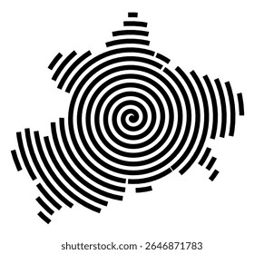 Symbol Map of the city Cadolzburg (Bayern, Germany) showing the city with a black spiral line