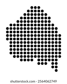 Symbol Map of the City Caen (France) showing the city with a pattern of just a few black dots