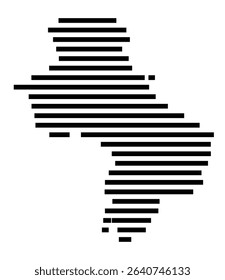 Symbol Map of the city Calw (Baden-Württemberg, Germany) showing the area of the city with just a few black horizontal lines