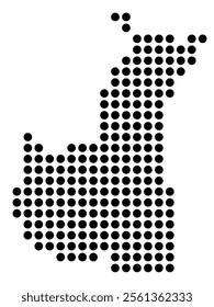 Symbol Map of the City Catania (Italy) showing the city with a pattern of just a few black dots