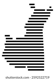 Symbol Map of the City Catania (Italy) showing the city with a few black horizontal lines