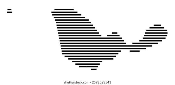 Symbol Map of the City Ceuta (Spain) showing the city with a few black horizontal lines