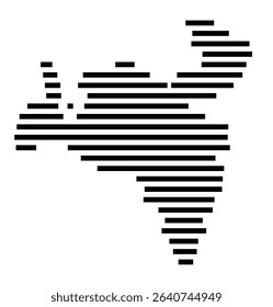 Symbol Map of the city Cham (Bayern, Germany) showing the area of the city with just a few black horizontal lines