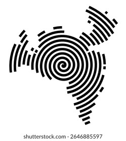 Symbol Map of the city Cham (Bayern, Germany) showing the city with a black spiral line