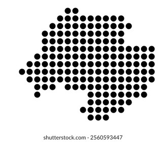 Symbol Map of the City Chemnitz (Germany) showing the city with a pattern of just a few black dots