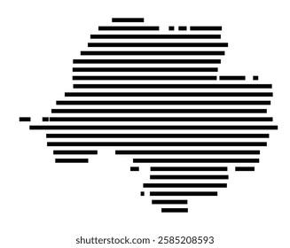 Symbol Map of the City Chemnitz (Germany) showing the city with just a few black horizontal lines