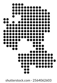 Symbol Map of the City Ciudad Real (Spain) showing the city with a pattern of just a few black dots