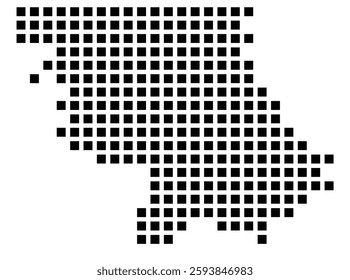 Symbol Map of the City Clarksville (Tennessee) showing the city with a pattern of just a few black squares