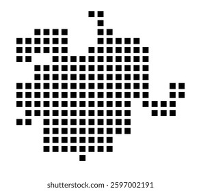 Symbol Map of the City Compton (California) showing the city with a pattern of just a few black squares