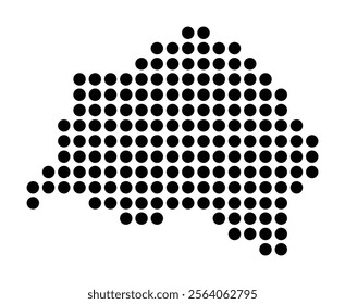 Symbol Map of the City Cornella de Llobregat (Spain) showing the city with a pattern of just a few black dots