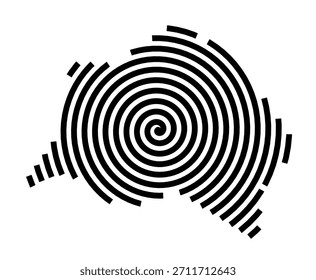 Symbol Map of the City Cornella de Llobregat (Spain) showing the city with a black spiral line