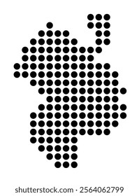 Symbol Map of the City Coruna, A (Spain) showing the city with a pattern of just a few black dots
