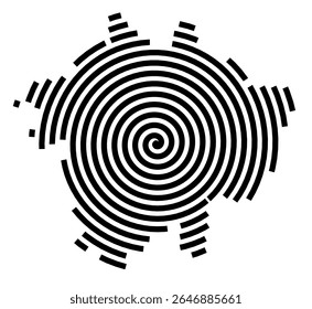 Symbol Map of the city Coswig (Anhalt) (Sachsen-Anhalt, Germany) showing the city with a black spiral line