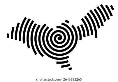 Symbol Map of the city Coswig (Sachsen, Germany) showing the city with a black spiral line