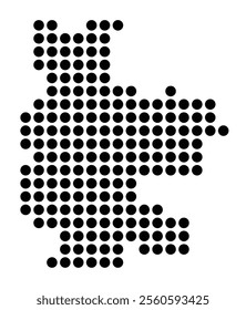 Symbol Map of the City Cottbus (Germany) showing the city with a pattern of just a few black dots