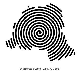 Symbol Map of the city Cremlingen (Niedersachsen, Germany) showing the city with a black spiral line