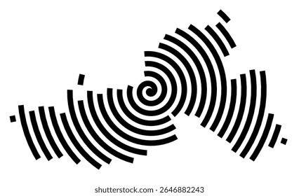 Symbol Map of the city Crimmitschau (Sachsen, Germany) showing the city with a black spiral line