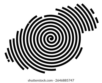 Mapa de símbolos da cidade Damme (Niedersachsen, Alemanha) mostrando a cidade com uma linha espiral preta