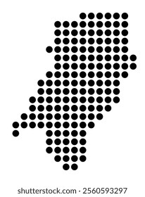 Symbol Map of the City Darmstadt (Germany) showing the city with a pattern of just a few black dots