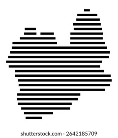 Symbol Map of the city Dautphetal (Hessen, Germany) showing the area of the city with just a few black horizontal lines